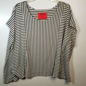 Nation LTD One Size Olive & White Relaxed Top